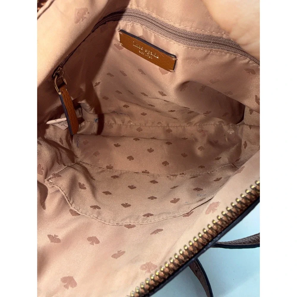 Kate Spade New York Pebbled Leather Crossbody Bag Brown Cognac Zippered Pocket